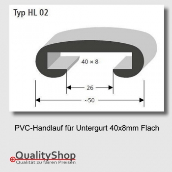 PVC Handlauf Typ. HL02 für Flachstahl 40x8mm